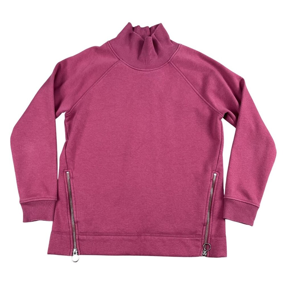 Athleta Blissful Sharkbite Pink Long Sleeve Zip Top Size Small